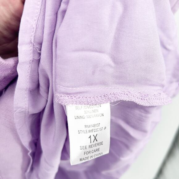 NWT‎ Fashion Nova Preppy Beachy Shirley Linen Blend Mini Dress Size 1X Lavender - Picture 7 of 8